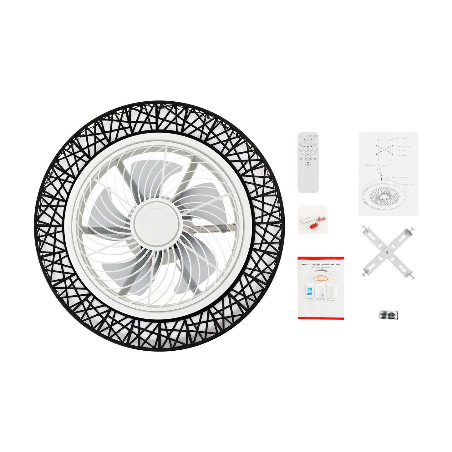 18.5inch Ceiling Fan Light 6 Speed Wind 3 Color Temperature LED Lamp with Remote Control Timing Function Two Way Rotation for Bedroom Living Room Indoor Use