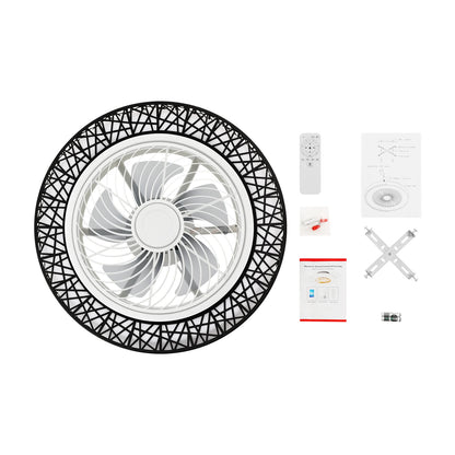 18.5inch Ceiling Fan Light 6 Speed Wind 3 Color Temperature LED Lamp with Remote Control Timing Function Two Way Rotation for Bedroom Living Room Indoor Use