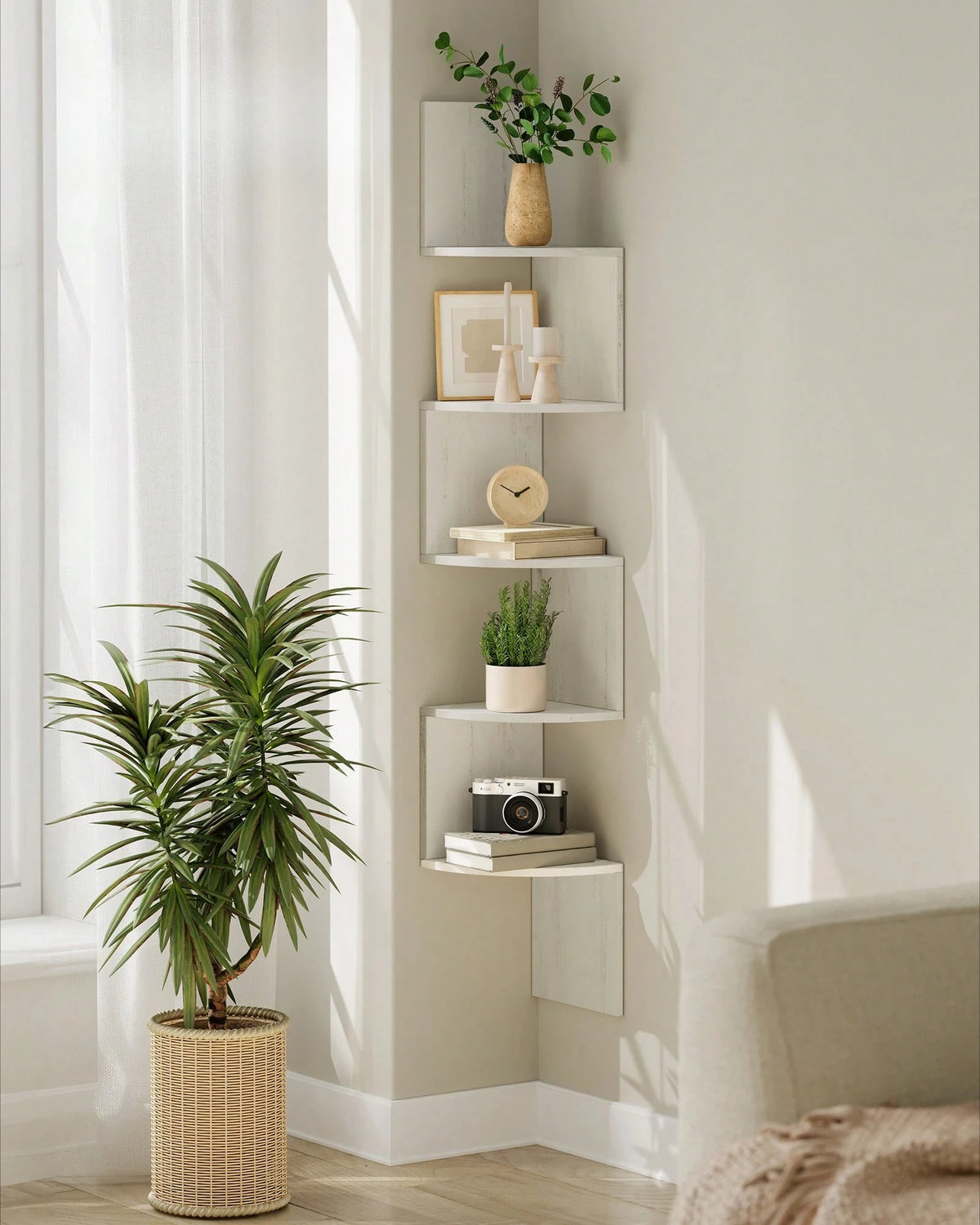 5-Tier Corner Floating Shelf Wall Mounted