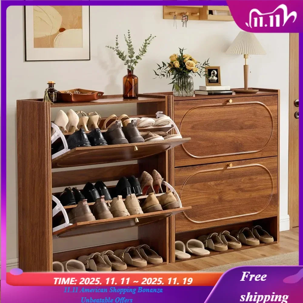 Set of 1-2 Fluted Shoe Cabinets