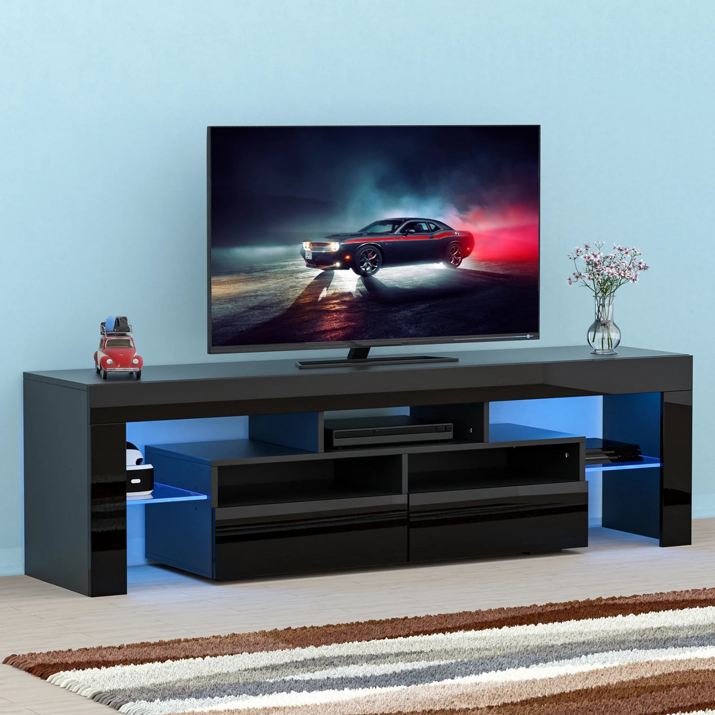 LED TV Stand for Living Room w/20 Colors Lights