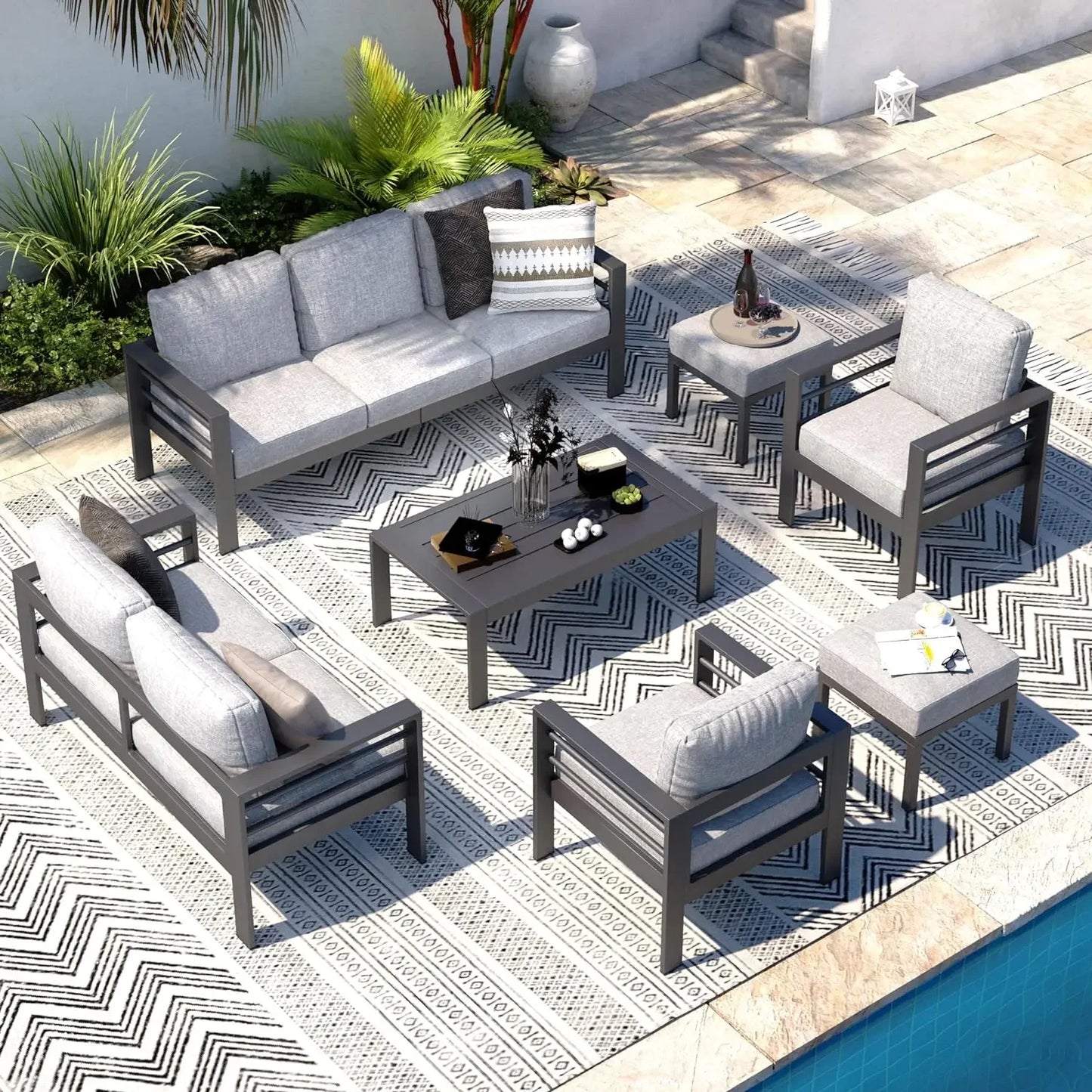7-piece  patio aluminum furniture