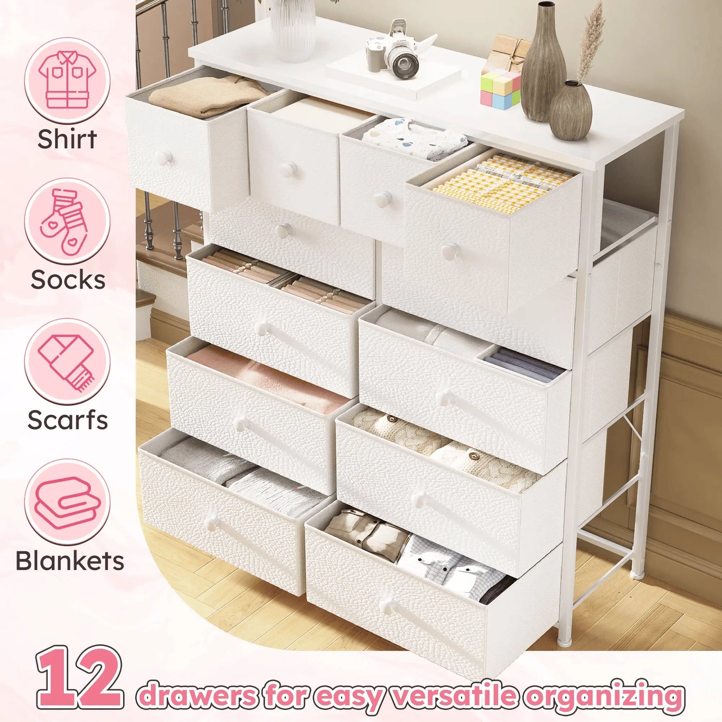 12-Drawer Tall Fabric Dresser