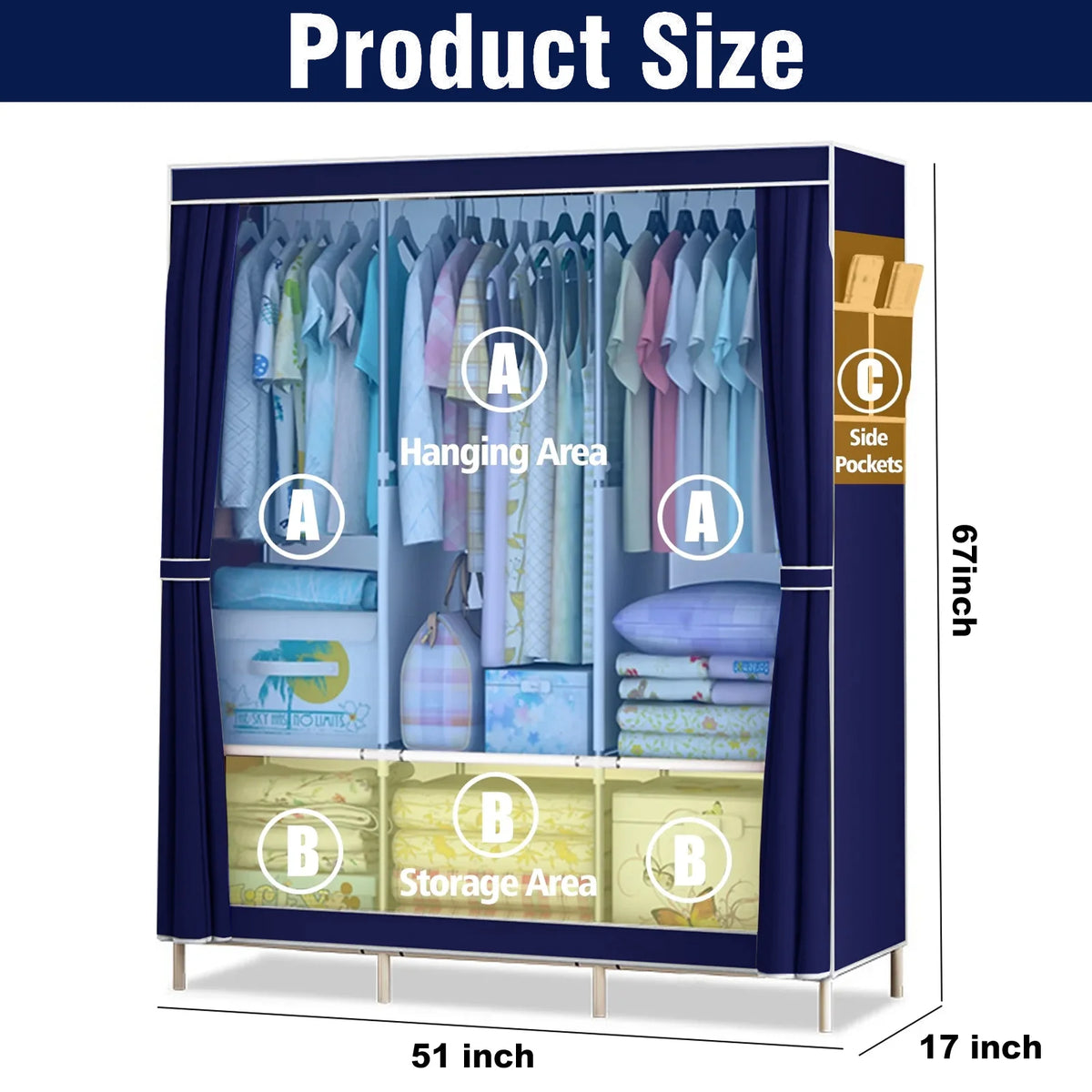 51-Inch Portable Closet Wardrobe