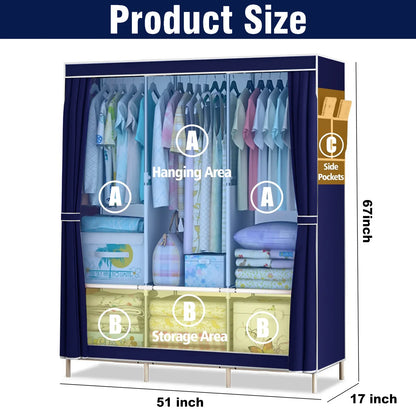 51-Inch Portable Closet Wardrobe