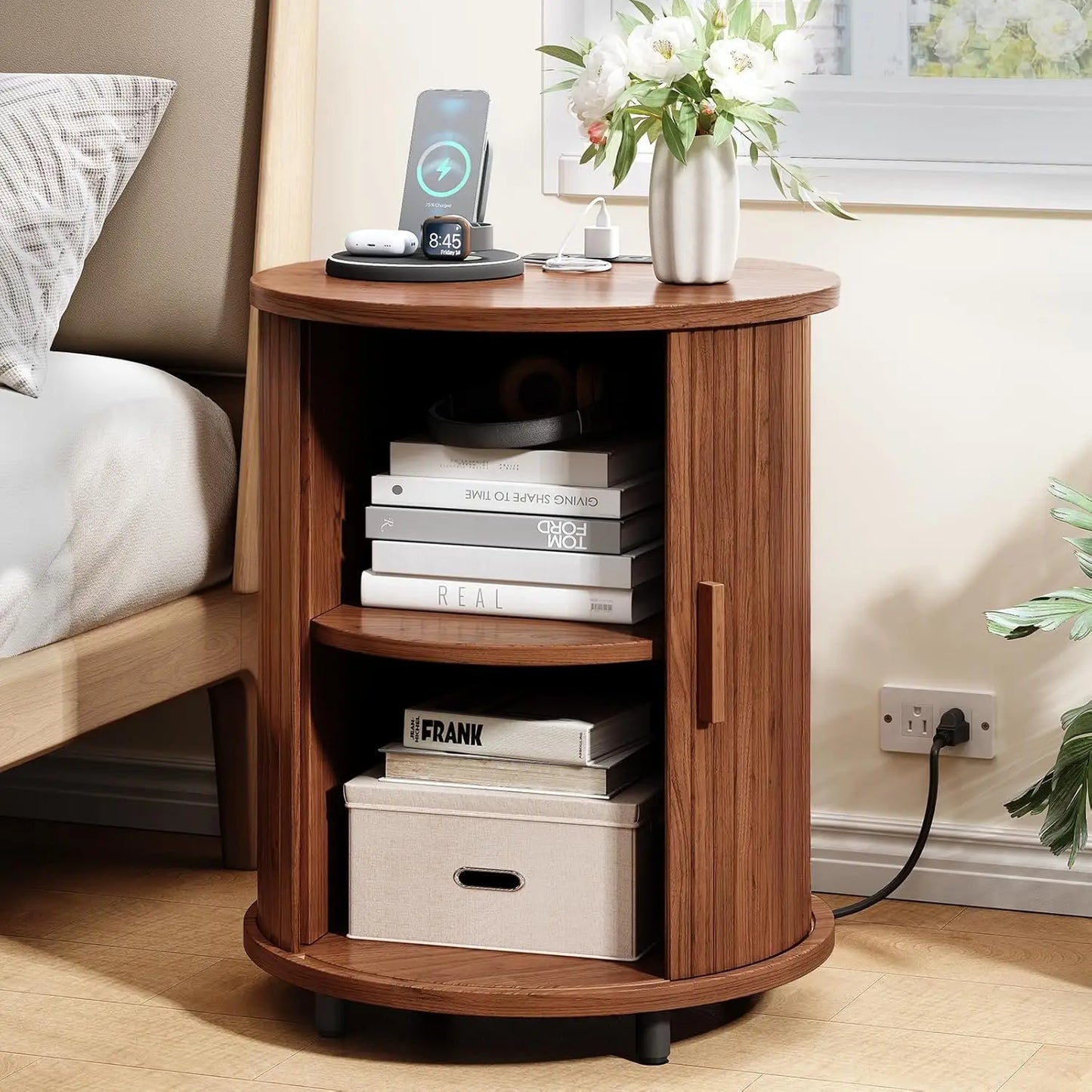 Fluted Round End Table