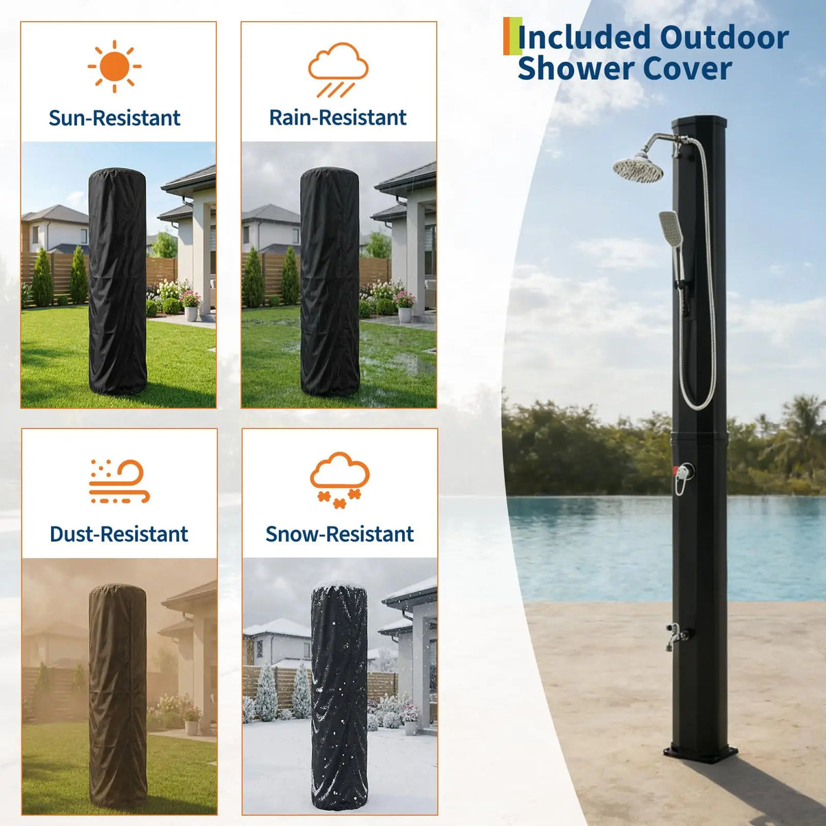 7.2FT Freestanding Solar Heated Pool Shower