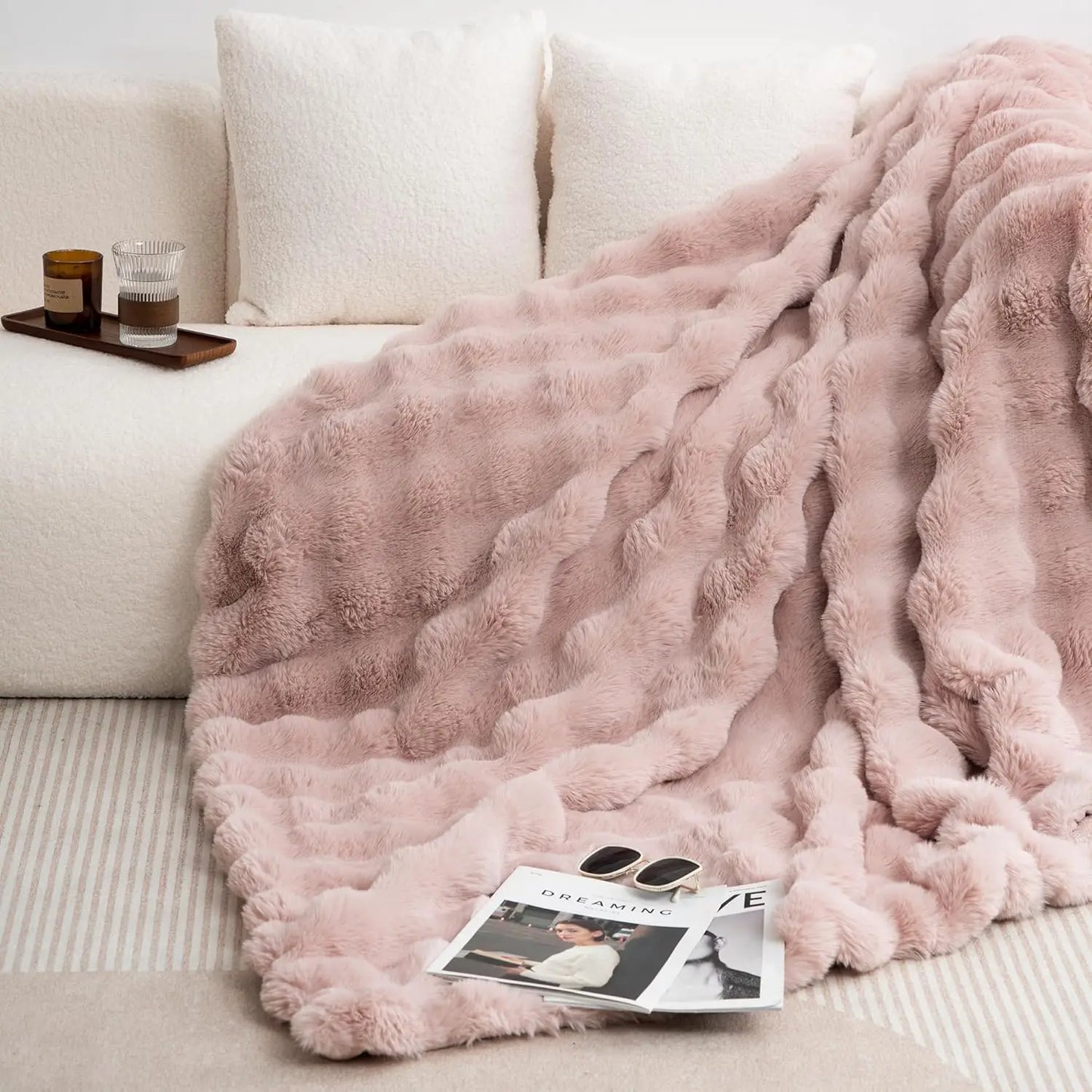 Cozy Faux Rabbit Fleece Blanket