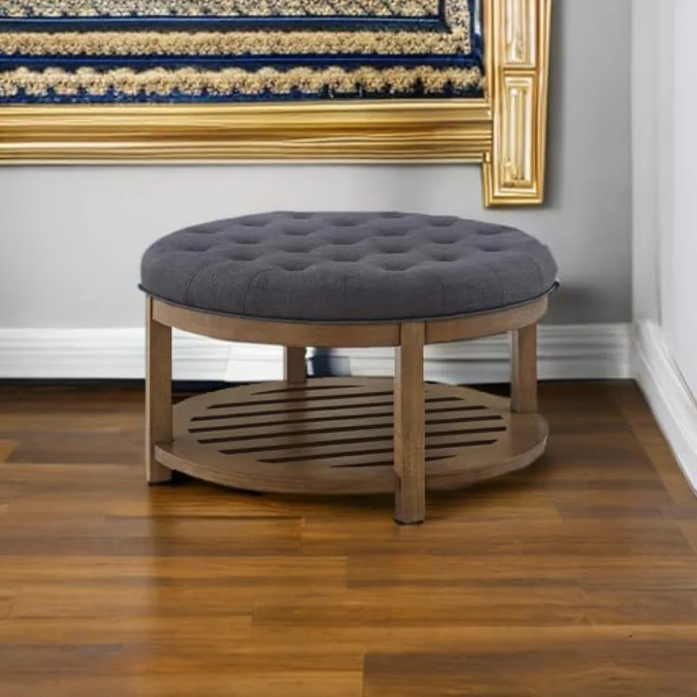 Large Round Upholstered Ottoman