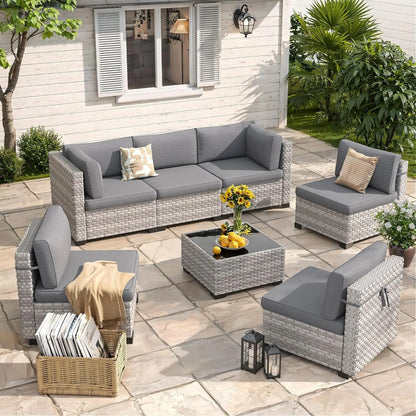 6-Seat Outdoor Wicker Set