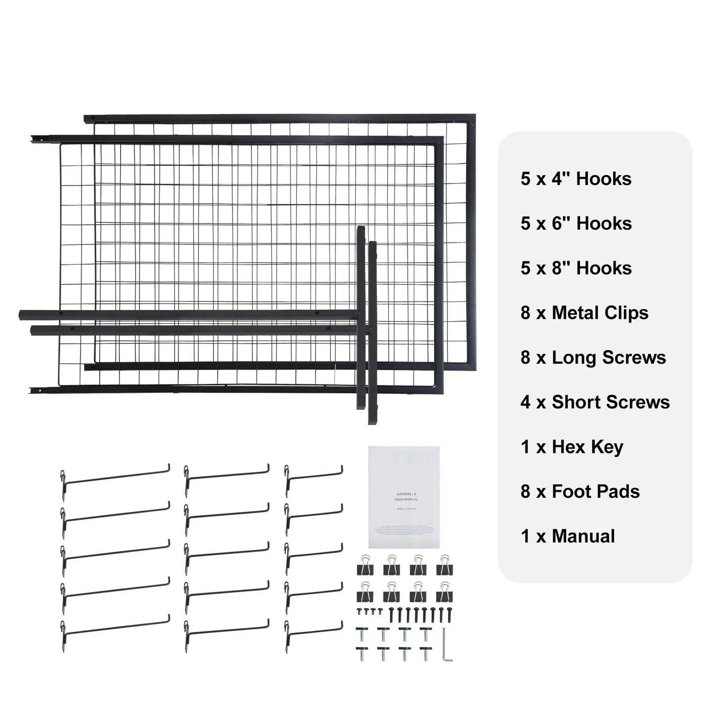 SucceBuy Grid Wall Double Side Panels w/ Hooks