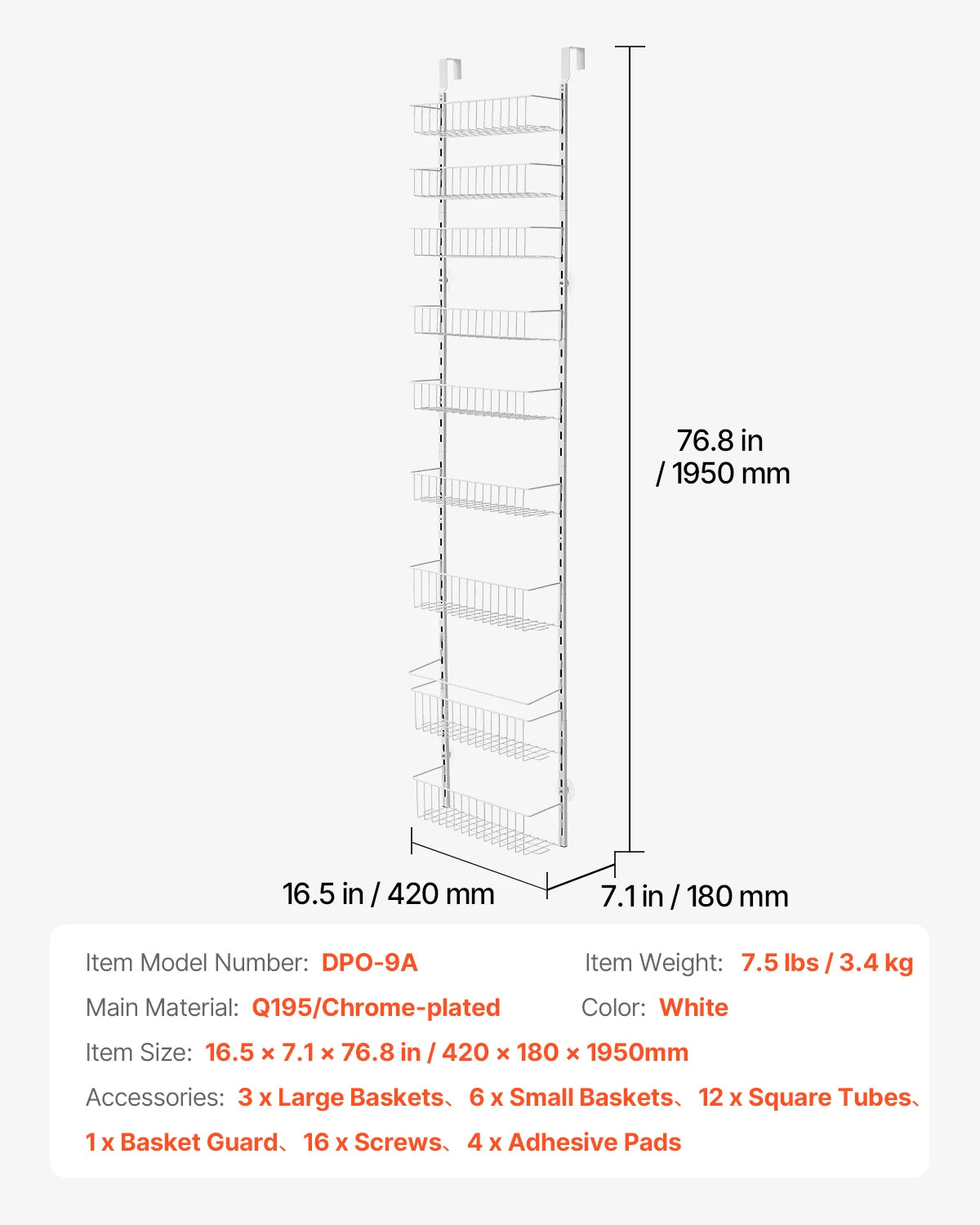 6/8/9/10 Tier Over the Door
