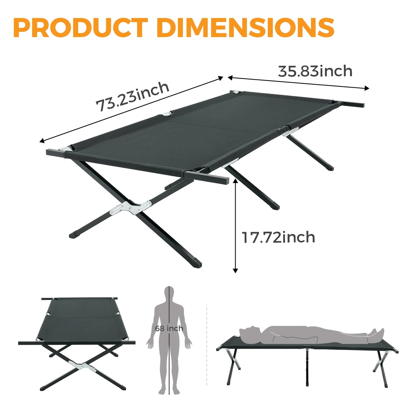 Collapsible Camping Cot Lounge Chair