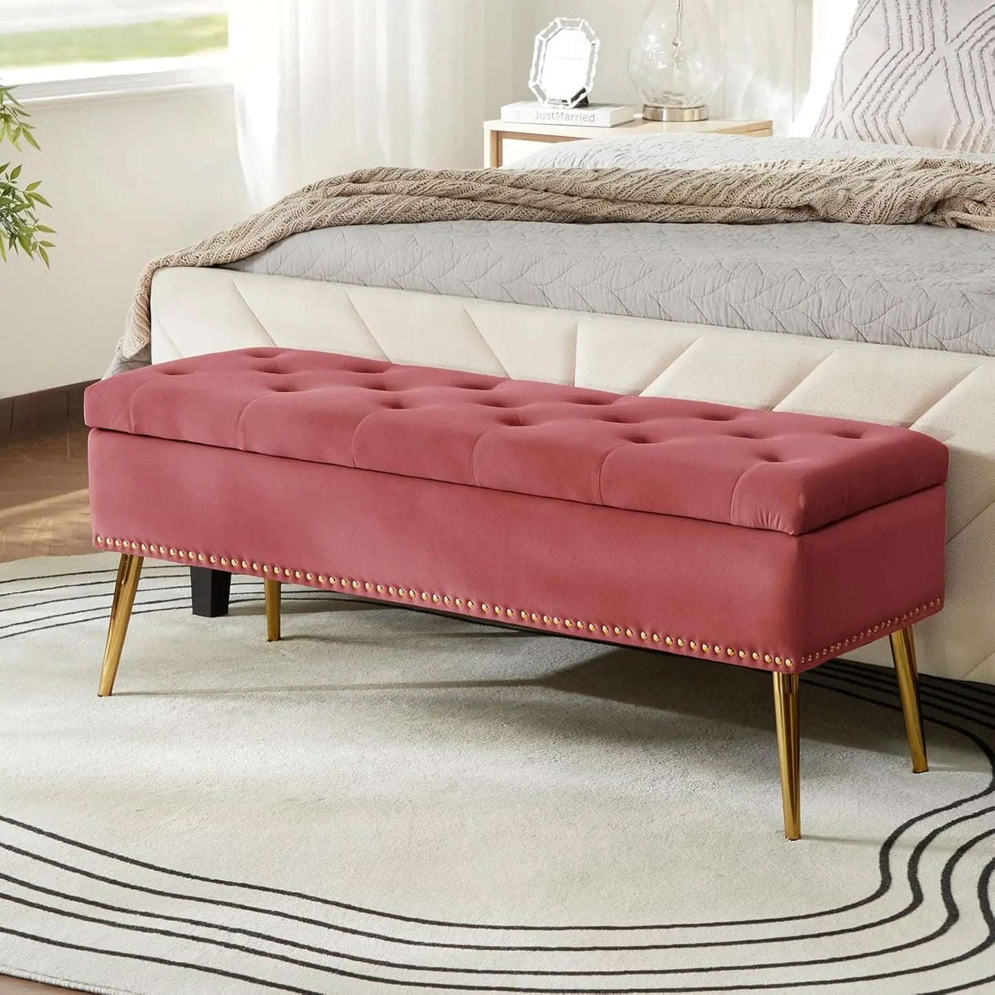 Modern Velvet Storage  Bench