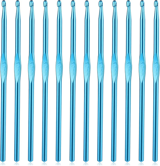 12Pcs 5mm Aluminum Crochet Hooks