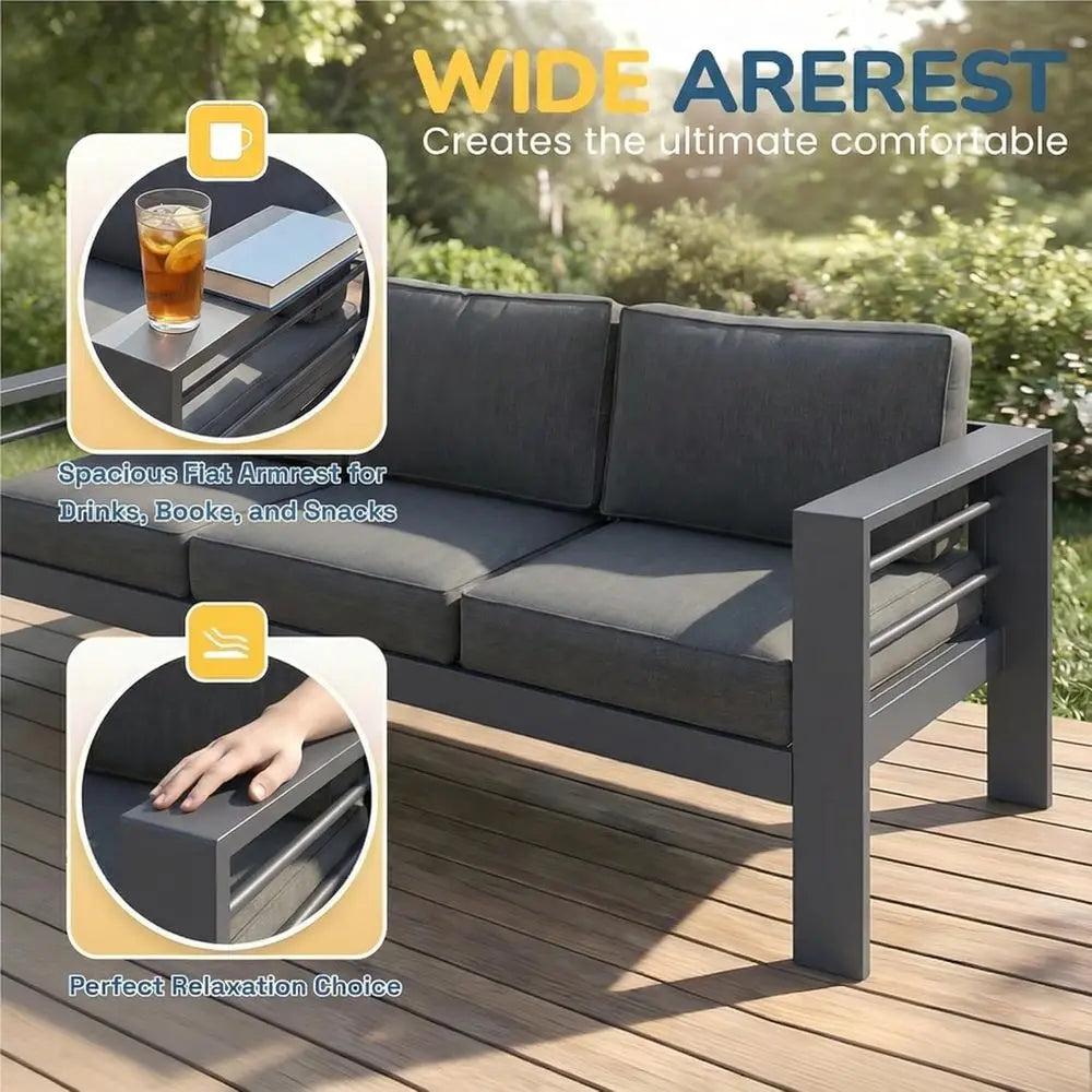 Gray Oversized Metal Patio Furniture