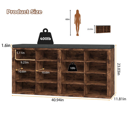 Shoe Storage Bench with Cushion