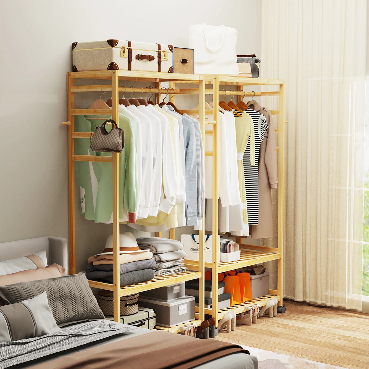 Heavy Duty Wooden Clothes Rack