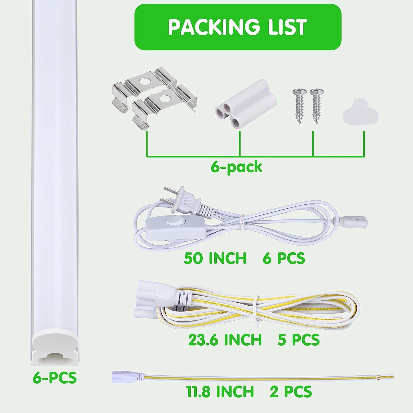 (6 Pack) LED T5 Integrated Single Fixture