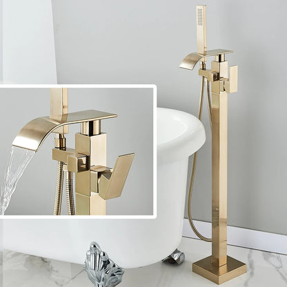 Black Waterfall Free Standing Tub Faucet