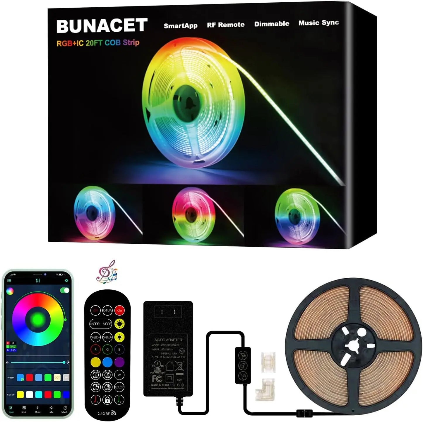 LED Strip Lights COB RGBIC 24V 6M/12M RGB