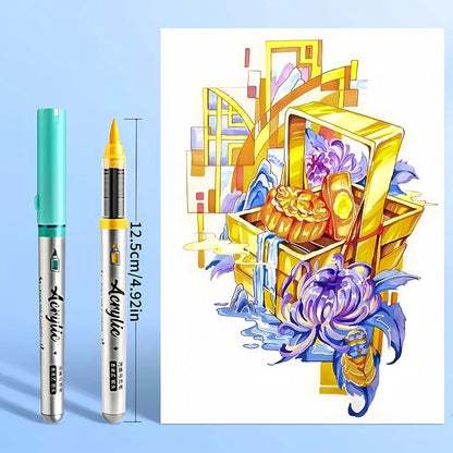 12 pcs Brush Tip Acrylic Paint Pens Set
