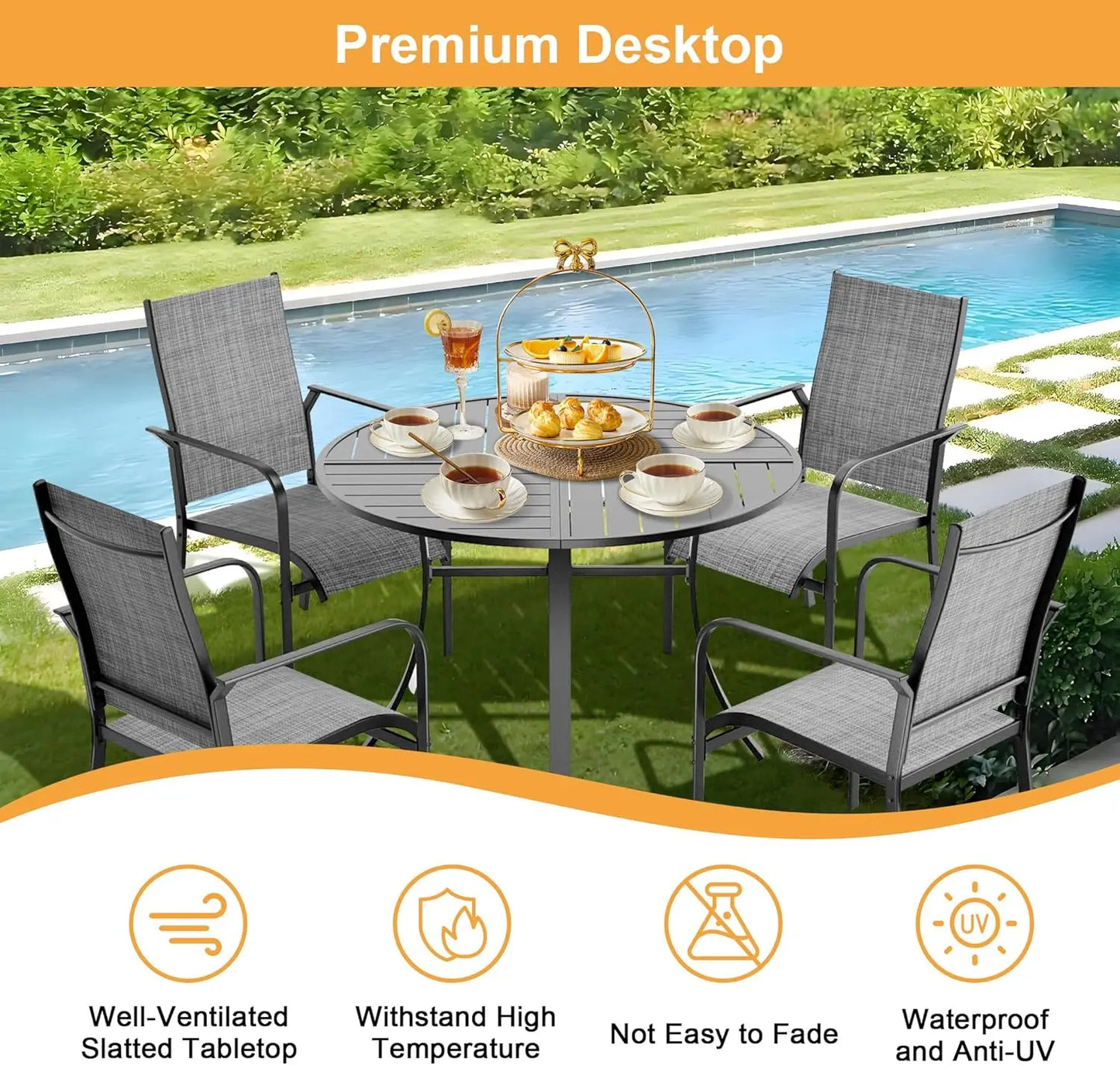 5-Piece Round Patio Dining Set