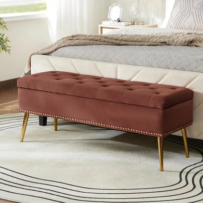 Modern Velvet Storage  Bench