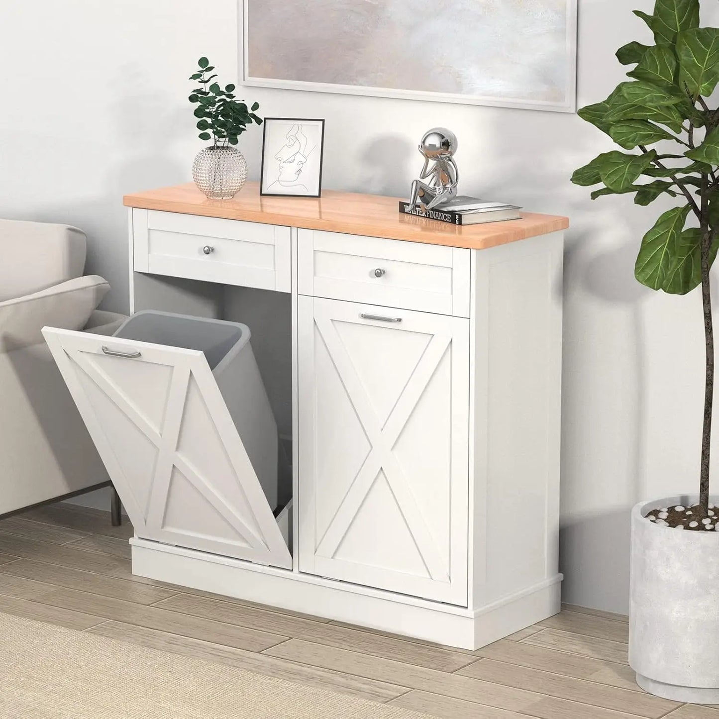 Double Tilt Out Trash Cabinet