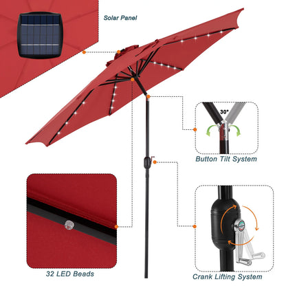 10FT Solar Patio Umbrella