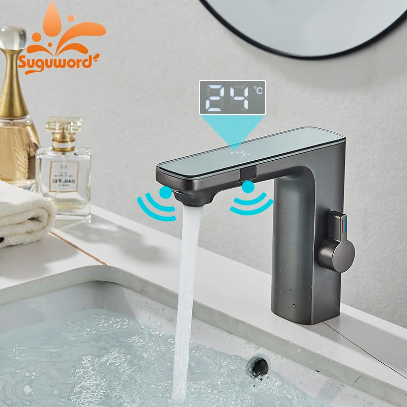 Luxury Silver Gray Smart LCD Daul Sensor