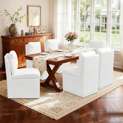 Set of 4 Dining Chairs with Casters