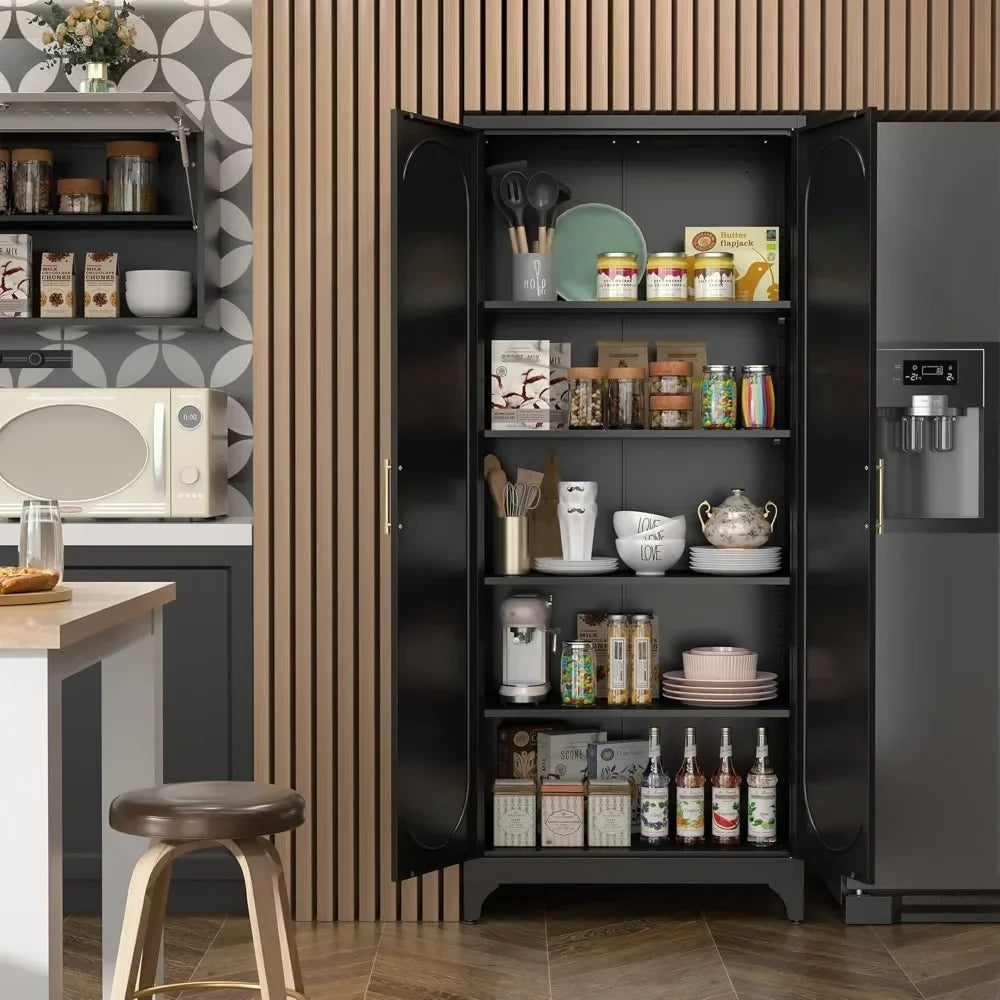 Black Metal Storage Cabinet 75 Inch Tall
