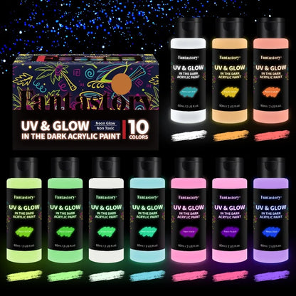 Fantastory 10PCS Glow In The Dark Paint